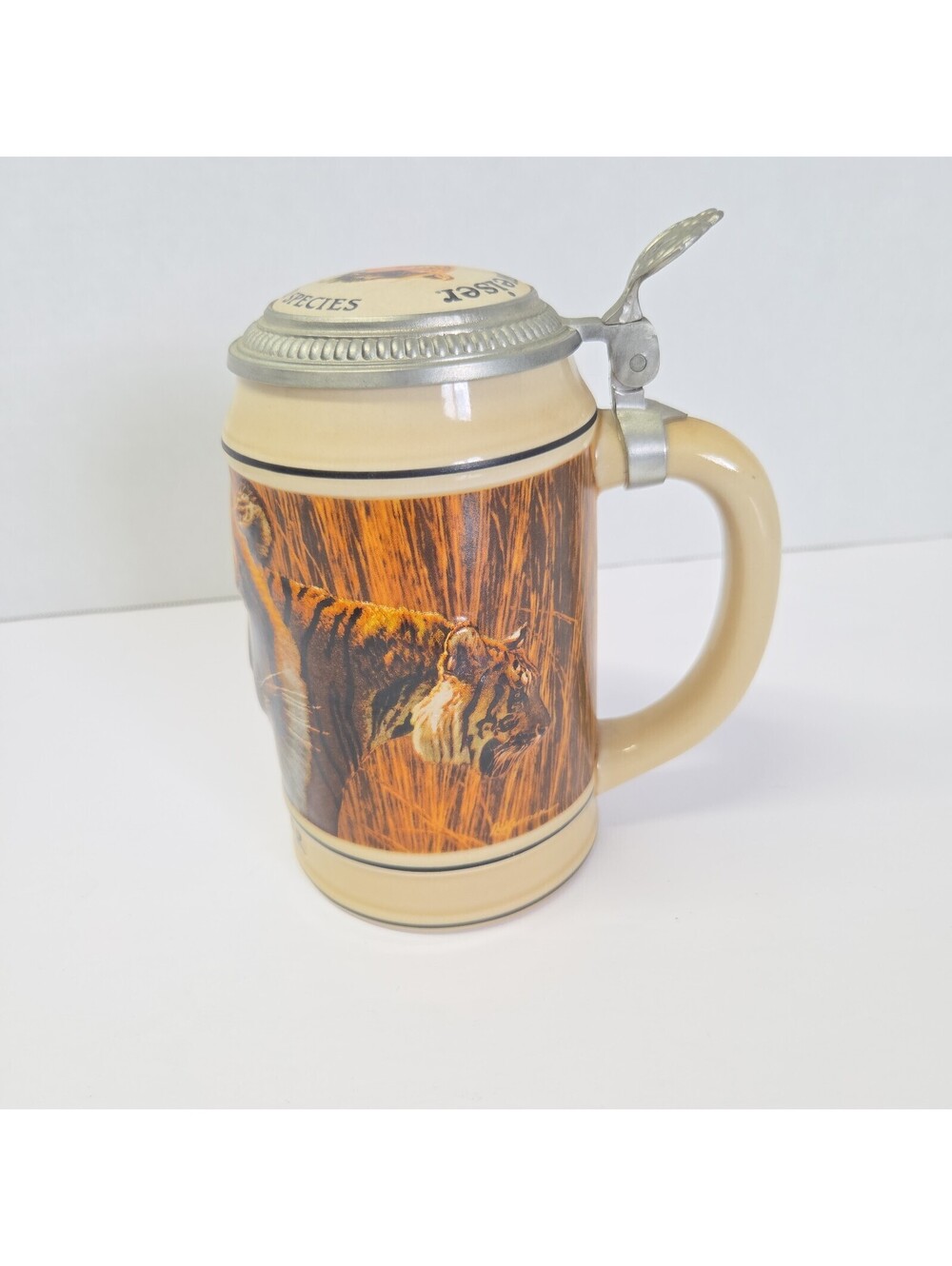 Vintage Budweiser Stein Endangered Species Series Asian Tiger Ceramic Beerstein